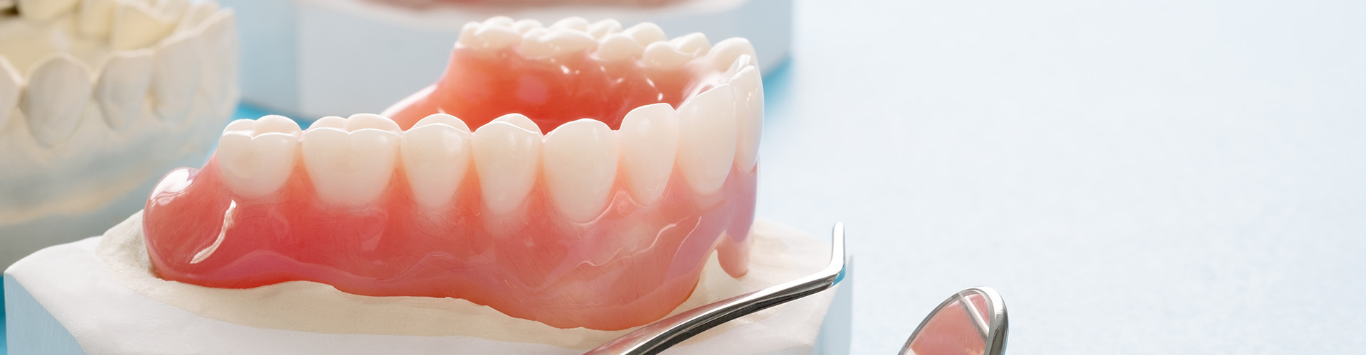 dentures in a plaster base.