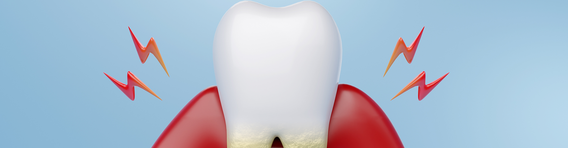 rendering of a tooth in an inflamed gum.